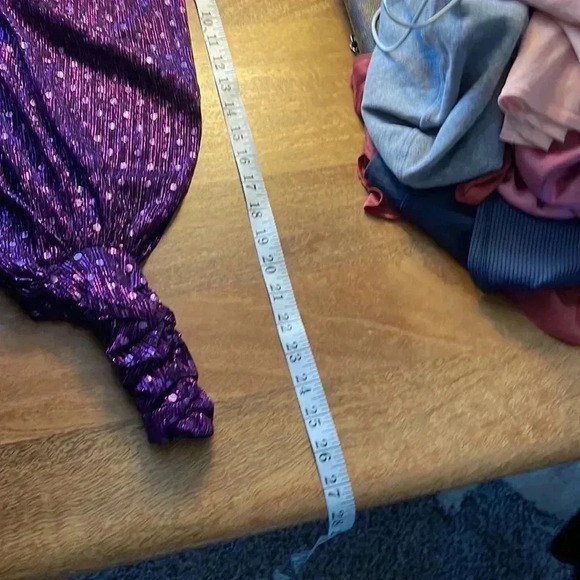 NWT For Love and Lemons Mini Dress sequin purple long sleeve - Picture 7 of 7